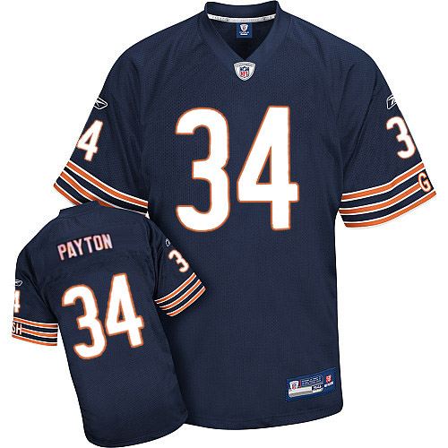 Youth Authentic Walter Payton Reebok Jersey Navy Blue Home - #34 Throwback NFL Chicago Bears